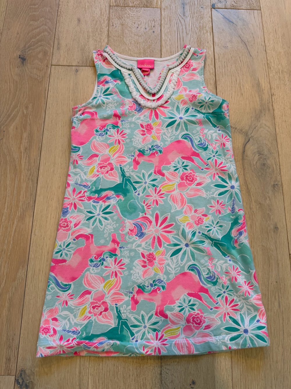 Lilly Pulitzer Pink & Teal Unicorn Floral Tank Dress